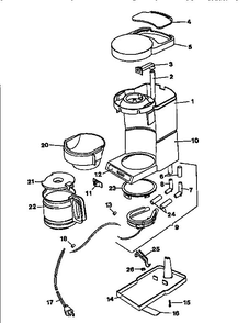 Replacement Parts Diagram and Parts List for DCM903-04B  Black and Decker Coffee Maker